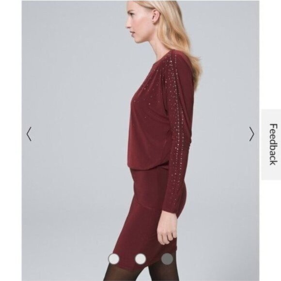 NWOT White House Black Market Stud-Detail Knit Blouson Dress - Picture 3 of 4